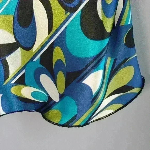 Vintage Y2K BCX Satin Ruched Empire Waist Cami Tank Top sz M ~Retro Swirl~ - Picture 4 of 10